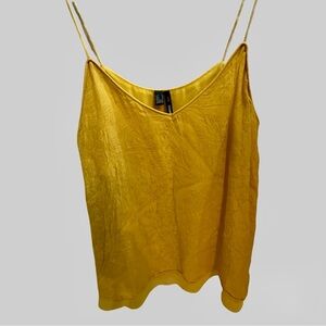 Mango Yellow Textured Satin Cami Tank Top Small Flowy EU Medium